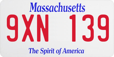 MA license plate 9XN139