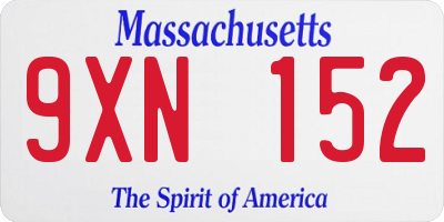 MA license plate 9XN152