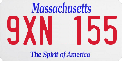 MA license plate 9XN155