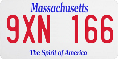 MA license plate 9XN166
