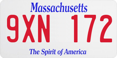 MA license plate 9XN172