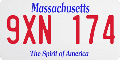 MA license plate 9XN174