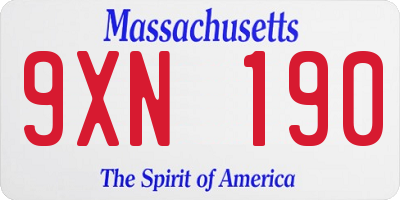 MA license plate 9XN190