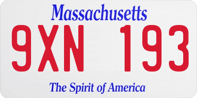 MA license plate 9XN193