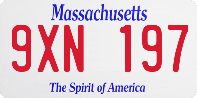 MA license plate 9XN197