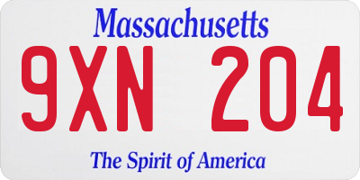 MA license plate 9XN204