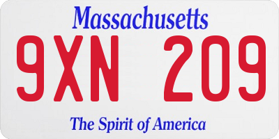 MA license plate 9XN209