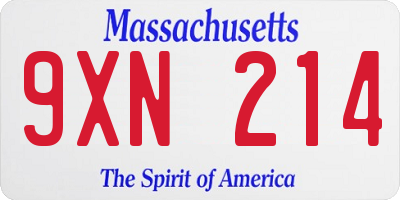 MA license plate 9XN214