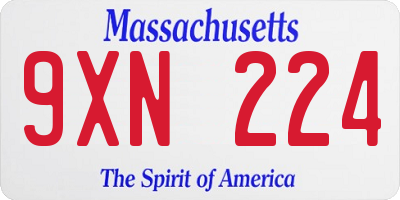 MA license plate 9XN224