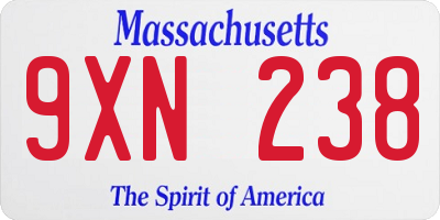 MA license plate 9XN238