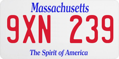 MA license plate 9XN239