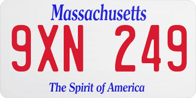 MA license plate 9XN249