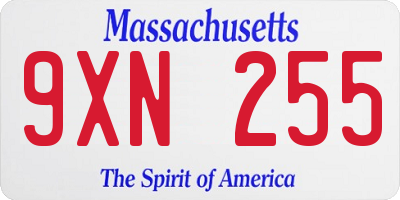 MA license plate 9XN255