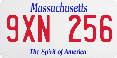 MA license plate 9XN256