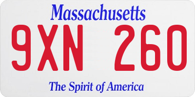 MA license plate 9XN260