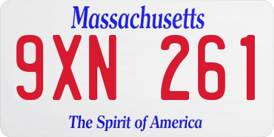 MA license plate 9XN261