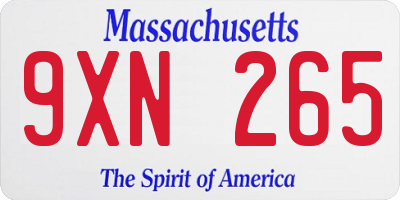 MA license plate 9XN265