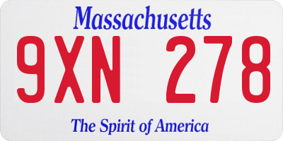 MA license plate 9XN278