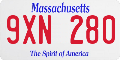 MA license plate 9XN280