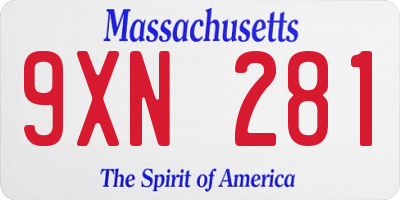 MA license plate 9XN281