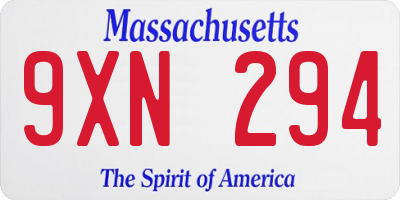 MA license plate 9XN294