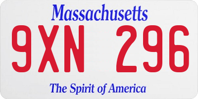 MA license plate 9XN296