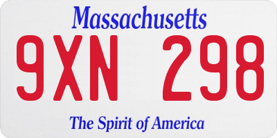 MA license plate 9XN298