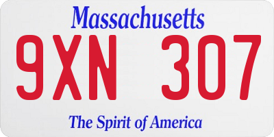 MA license plate 9XN307