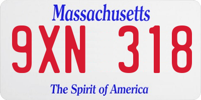 MA license plate 9XN318