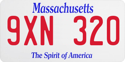 MA license plate 9XN320