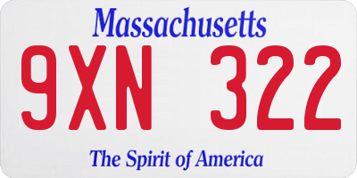 MA license plate 9XN322