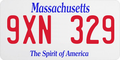 MA license plate 9XN329