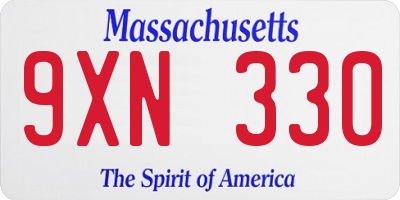 MA license plate 9XN330