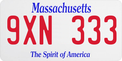 MA license plate 9XN333