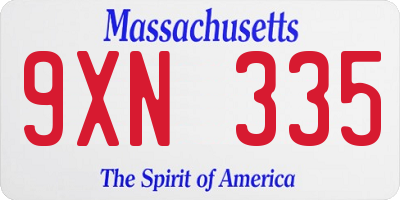 MA license plate 9XN335