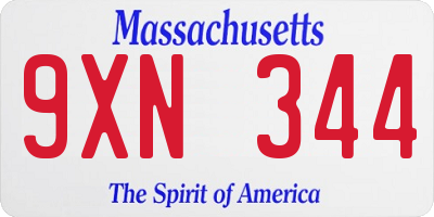 MA license plate 9XN344