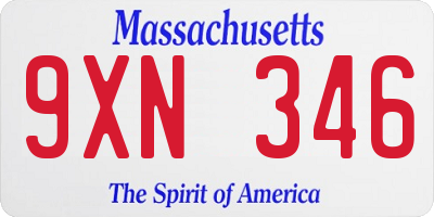 MA license plate 9XN346
