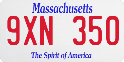 MA license plate 9XN350