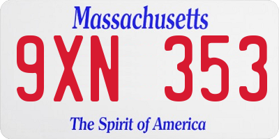 MA license plate 9XN353