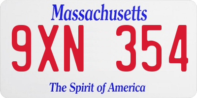 MA license plate 9XN354