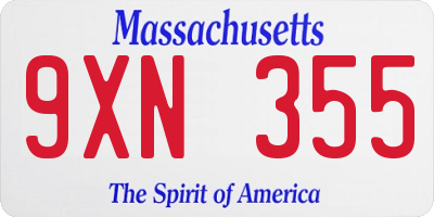 MA license plate 9XN355
