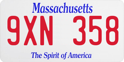 MA license plate 9XN358