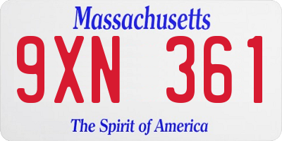 MA license plate 9XN361