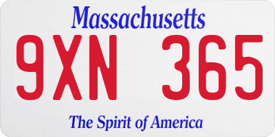 MA license plate 9XN365