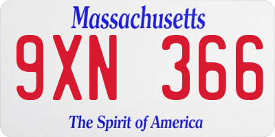 MA license plate 9XN366