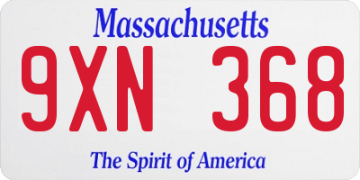 MA license plate 9XN368