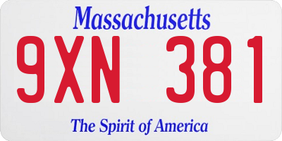 MA license plate 9XN381