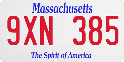 MA license plate 9XN385