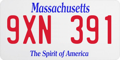 MA license plate 9XN391