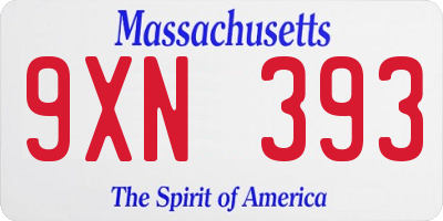 MA license plate 9XN393